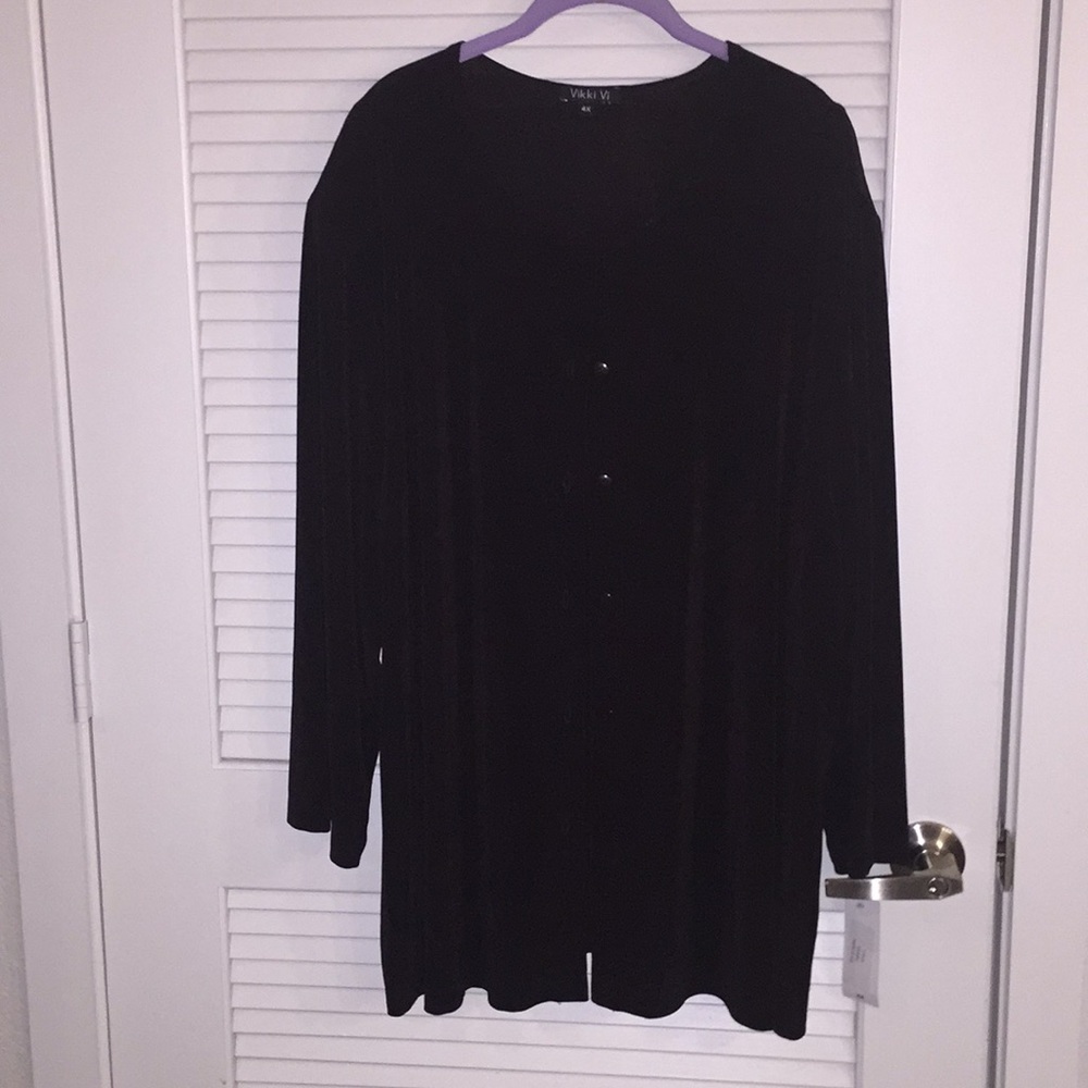 Vikki Vi 4x slinky knit cardigan in coffee